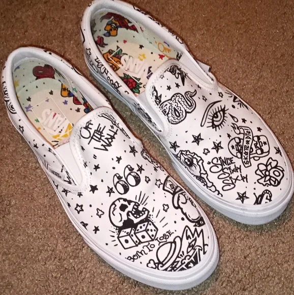 Tattoo/true white vans